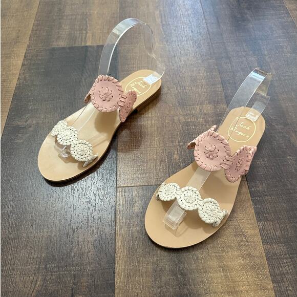 Jack Rogers Leather Lauren Pink Slip On Flats Sandals Size 7 - Picture 3 of 7